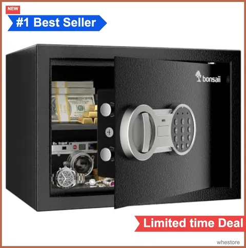 Cabinet Safe Box 0.6 Cu Ft SPCC Steel Electronic Keypad Type-C Backup Power