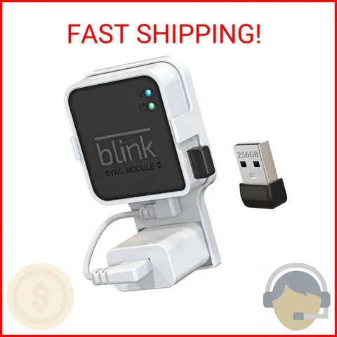 256GB USB Flash Drive with Outlet Wall Mount for Blink Sync Module 2, Space-Savi