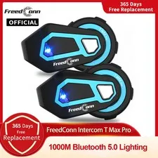 Freedconn T Max Pro Motorcycle Intercom Bluetooth Helmet Headset 6 Riders BT