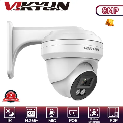 VIKYLIN NDAA Night Version 8MP 4K POE Mini Camera Mount Wired Onvif Outdoor Lot