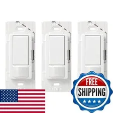 Lutron Motion Sensor Light Switch, 2 Amp Single Pole, For Any Bulb MS-OPS2-WH-3