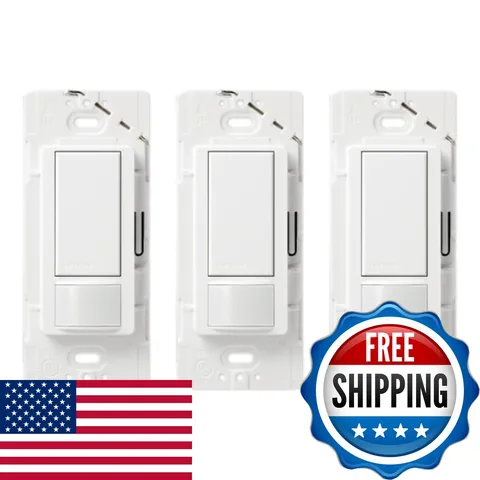 Lutron Motion Sensor Light Switch, 2 Amp Single Pole, For Any Bulb MS-OPS2-WH-3