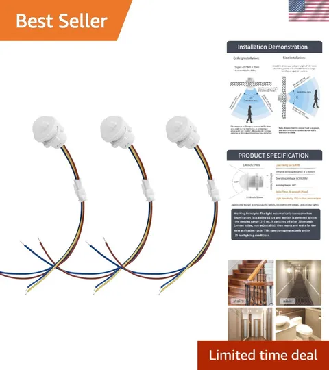 Smart Detection Motion Sensor Switch - 3 Pack with 30 Sec Delay Function