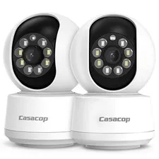 2PCS Smart Security Camera - 2K Home Security Camera, Pan & Tilt 2.4Ghz Indoo...