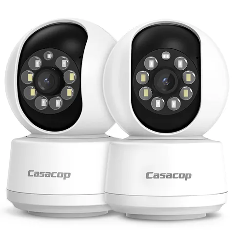 2PCS Smart Security Camera - 2K Home Security Camera, Pan & Tilt 2.4Ghz Indoo...