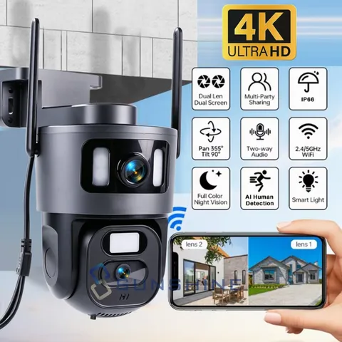 Dual Lens WiFi Security Camera AI Tracking Plug-in Power PTZ Camera 360° View
