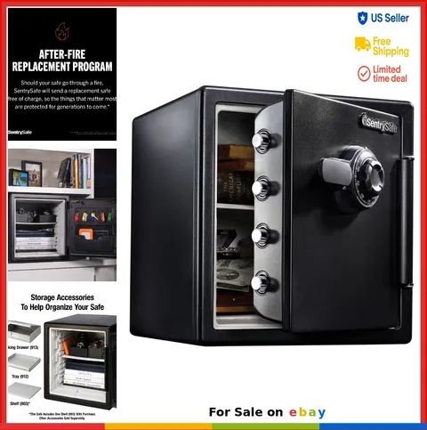 Fireproof Waterproof Safe 1.23 Cu Ft Digital Combination Lock Steel Security Box