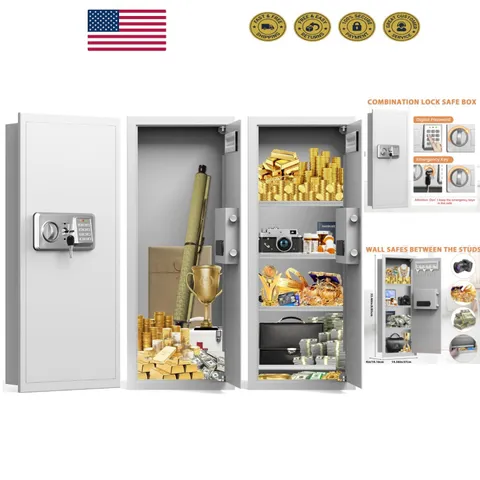 Durable Alloy Steel 33.46" Tall Wall Safe - Combination Lock for Security