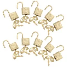 10PCS Alloy Padlocks Suitcase Small Locks Simple Notebook Safety Locks (Golden)