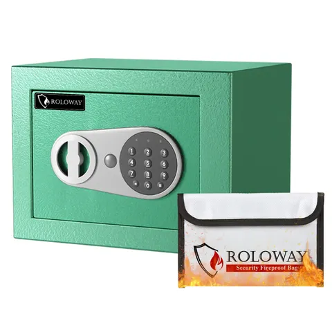 Home Digital Safe Box High Security Money Cash Document Box Fireproof Bag Green