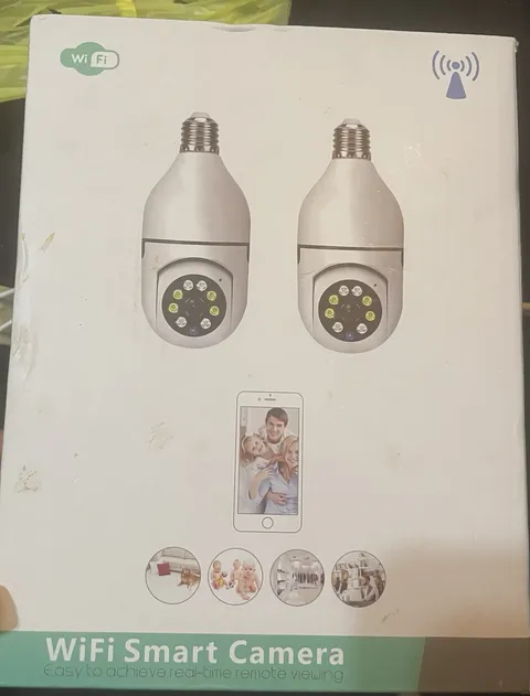 2-Pack WiFi Smart Light Bulb Security Camera, Indoor IP Color, White