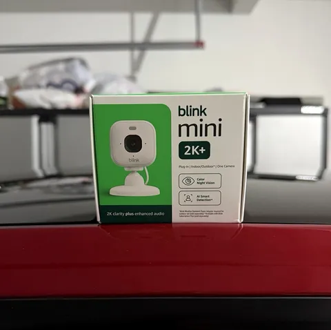 Blink Mini 2K+ Indoor Outdoor Plug-In Security Camera White Color Night Vision