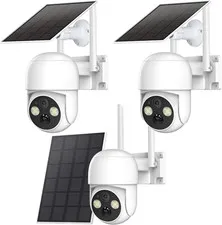 Solar Battery Power WiFi Outdoor Pan/Tilt Home Security Camera System Wireless
