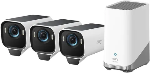 eufy Cam S3 Pro 4K Solar Security Camera Outdoor MaxColor Vision (3-Cam Kit)nwob