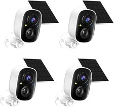 Solar Wireless Security Cameras 2K 4 Pack AI Detection