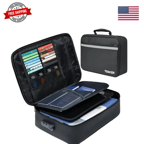 Document Bag with Lock, Fireproof File Storage Case with Water-Resistant, Org...