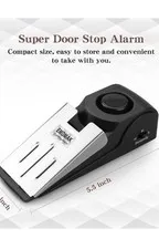 Door Stop Alarm with 120DB Siren Door Stop for Home & Travel (Black) (Pack of 2)