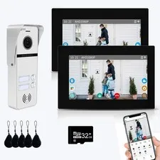 2 Wired Video Intercom System 7" Touch Screen Monitor Wireless WiFi Doorbell