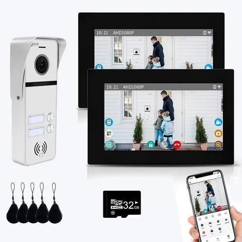 2 Wired Video Intercom System 7" Touch Screen Monitor Wireless WiFi Doorbell
