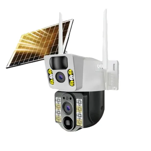 Dual-Lens Solar PTZ Cam – Motion Detect, Night Vision, WiFi/4G