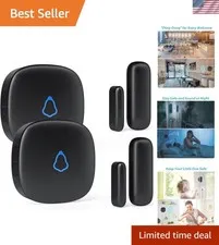 Wireless Door Chime, Door Open Contact Sensor Alarm with 500 FT Range, 58 Chi...