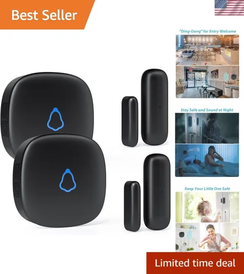 Wireless Door Chime, Door Open Contact Sensor Alarm with 500 FT Range, 58 Chi...