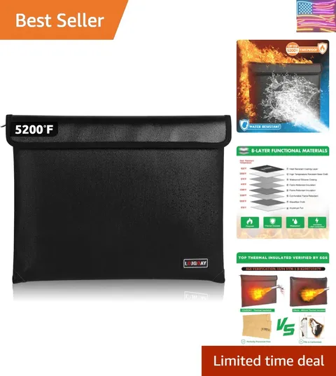 Fireproof Document Bag - with 5200°F Heat Insulated, Waterproof Fireproof Bag...