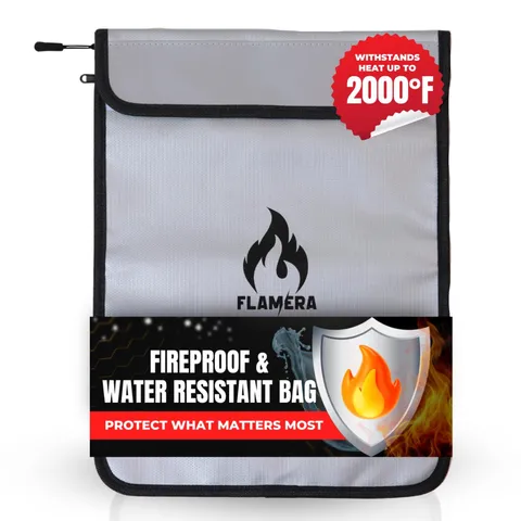 Fireproof and Water-Resistant Bag with Two Pockets and Secure Zipper – 15" x 11"