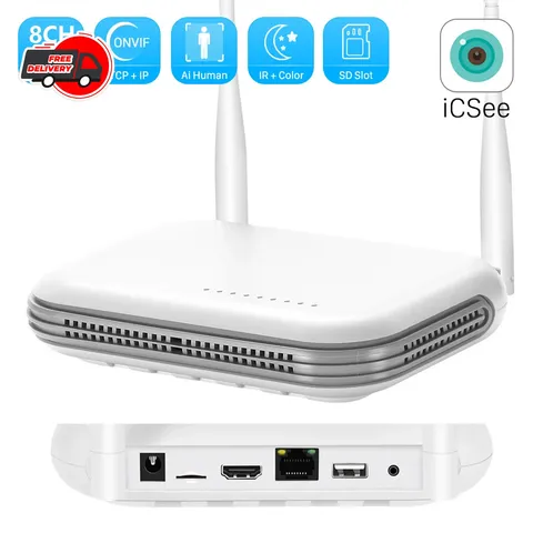 Mini WiFi NVR 8CH 3MP 4CH 5MP H265 Onvif Wireless Video Recorder Face Detection
