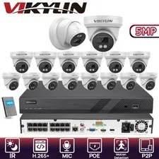 Vikylin 16CH NVR System Mini Turret 5MP IR MIC POE Security Camera homekit Lot