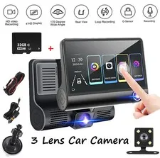 32G Camara De Seguridad Para Carro Auto 3 lenses Delantero/Trasero/Interior Dash