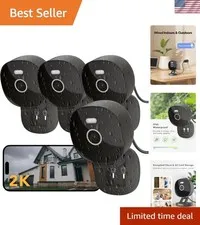 2K Security Camera 4-Pack:  Waterproof with Night Vision & Alexa Control