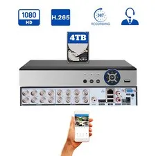 Evertech 16 Channel H.265 Security DVR Recorder 4TB HDD  AHD TVI CVI Analog mode