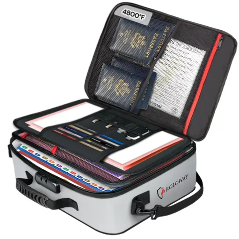 Fireproof Document Bag with Lock (17 x 11.8 x 5 inch), Important Document Sto...