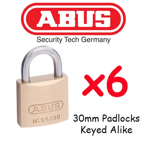  Padlocks ABUS Brass 30mm x6  BULK LOT Keyed Alike High quality