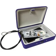 SEPOX Water/Fire-Resistant Portable Security Case Lock Box Steel, Small Personal