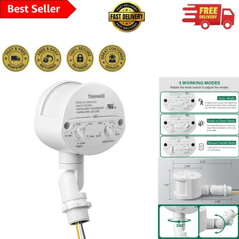 180-Degree Motion Sensor with Adjustable Sensitivity & 60 Feet Detection Range