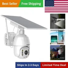 Solar Powered Security Camera Outdoor Wireless, 360 Pan Tilt WiFi Camera with...