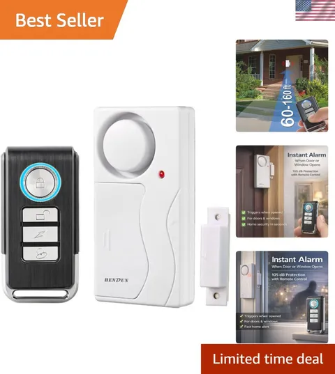 2-Pack Window Alarms with Remote - Customizable Sounds, 4 Levels of Alerts