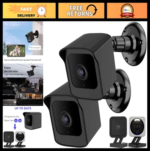 Weatherproof Mount for Wyze Cam V4/V3 - 360° Adjustable Wall Bracket, 2 Pack