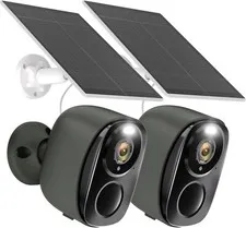 2PCS 2K Solar 3MP Wireless Security Camera Wifi Color Night Vision 2-Way Audio