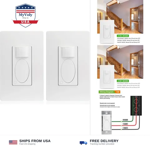 RAYZEEK 2 Pack PIR Motion Sensor Light Switch,Occupancy Sensor Switch | 5Amp ...