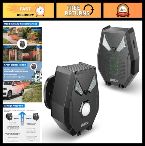 Wireless Solar Driveway Alarm System - Weatherproof Motion Sensor Detector, 1/2