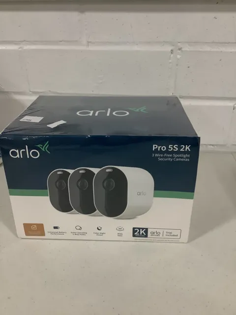 Arlo Pro 5S 2K Spotlight Camera, VMC4360P, 3 Pack, White. New Sealed