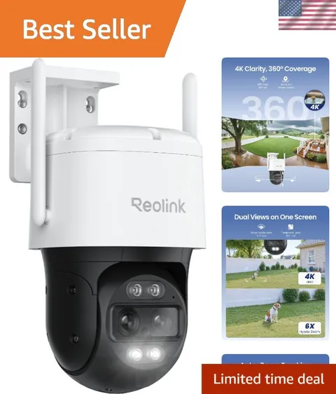 4K Wired WiFi Outdoor Security Camera, 8MP Dual Lens, 360 PTZ Camera, Auto Tr...