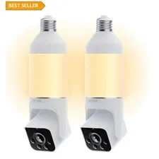 2-Pack Bulb Cam Security Camera - 2K HD, Color Night Vision, Smart LED Bulbs
