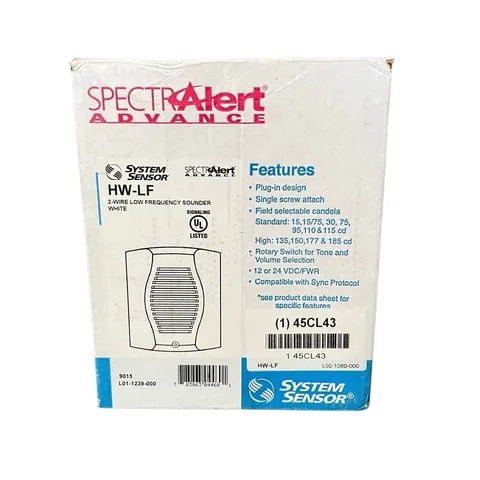 System Sensor HW-LF 2 Wire Low Frequency Sounder White 45CL43 Plug In NEW