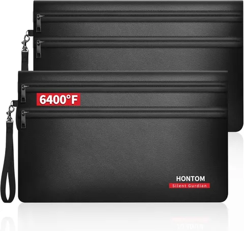 6400℉ Fireproof Money Bags 2 Pack with Hidden Dual Zipper, 11X7.5 Inch Fireproof