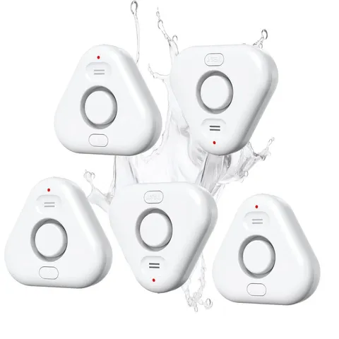 5 Pack Water Leak Detectors for Home, 4 Levels Adjustable Audio 0-120dB Water...