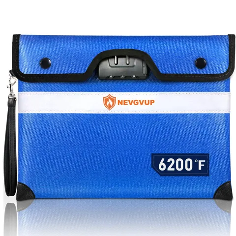 6200F Fireproof Money Bag with Lock A5 Document Zipper Reflective Strip